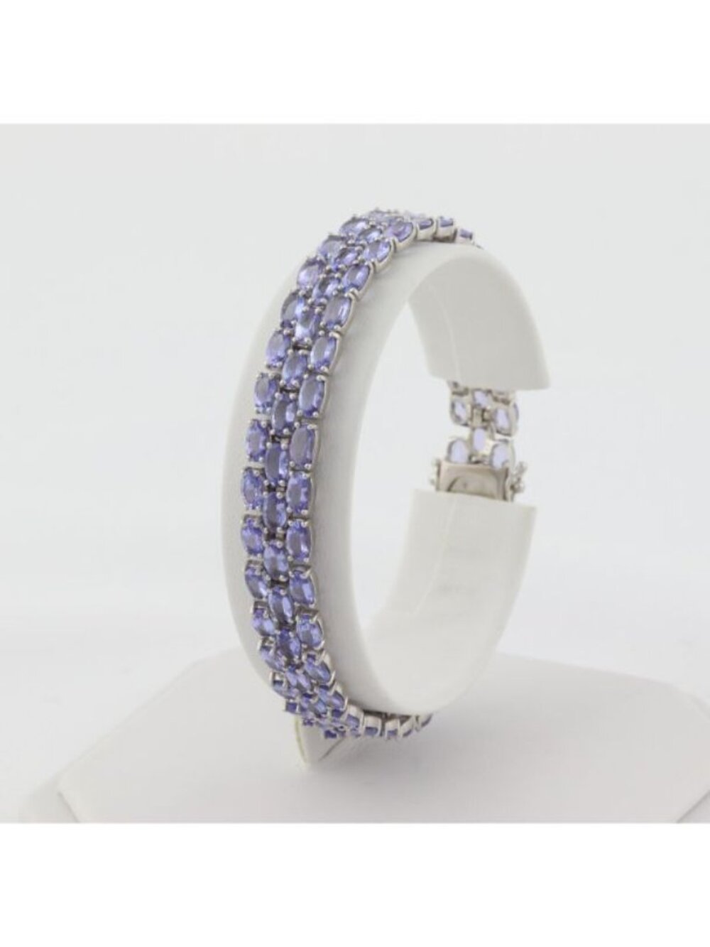 Sterling Silver 20 Carat Natural Tanzanite 3 Row Tennis Bracelet 7 1/4" inch - Picture 4 of 8